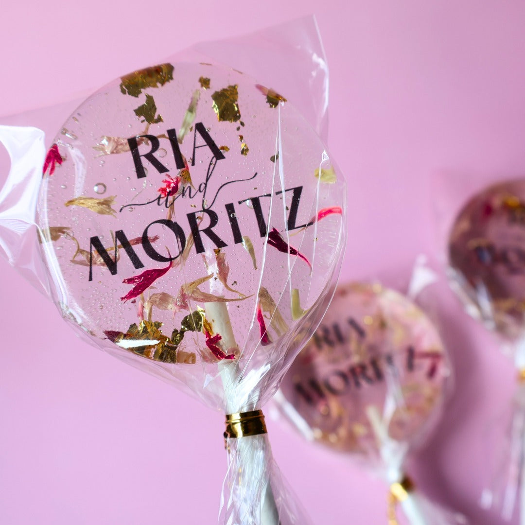 Blüten Lollis mit Schrift (PREMIUM)
